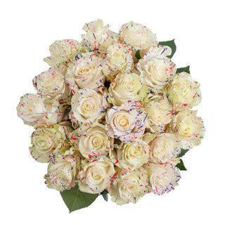 Candy Confetti Painted Roses White roses - fresh-cut roses by Bloomingmore - ideal for weddings and floral events