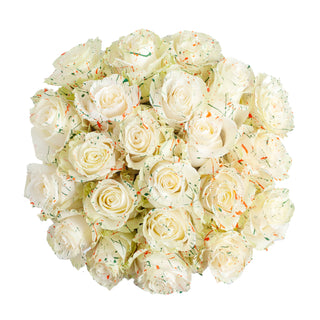 Joy Confetti Painted Roses White roses - fresh-cut roses by Bloomingmore - ideal for weddings and floral events