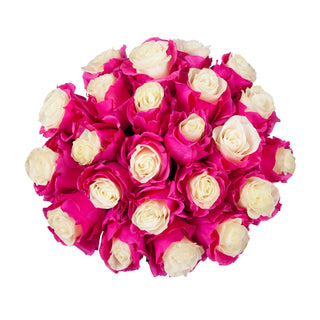 Marshmallow White & Hot Pink Painted Roses White roses - fresh-cut roses by Bloomingmore - ideal for weddings and floral events