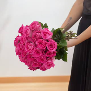 24 Farm Fresh Hot Pink Roses Pink roses - fresh-cut roses by Bloomingmore - perfect for gifting or decoration